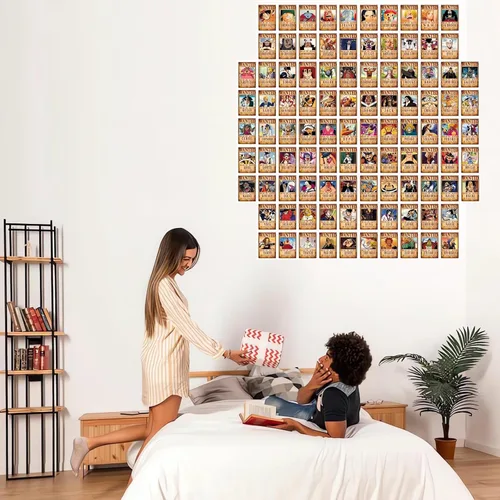 Vista 6 de Conjunto de 100 Tarjetas Postales de Pósteres Buscados de Anime One Piece Luffy Zoro Sanji Nami Usopp Chopper Robin Franky Brook Arte de Pared