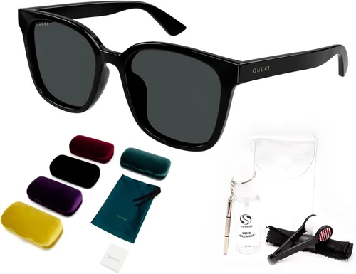 Vista 2 de Gucci GG1346SK - Gafas de sol de forma rectangular para hombre + paquete con kit de gafas de lujo eSHADES, Negro