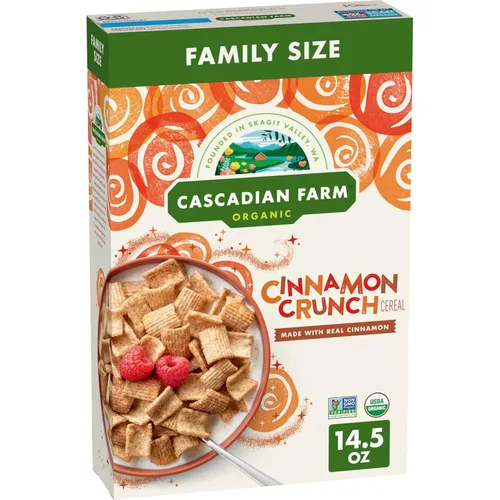 Vista 8 de Cascadian Farm Cereal de crujido de canela orgánico, cereal de grano entero, 9.2 oz