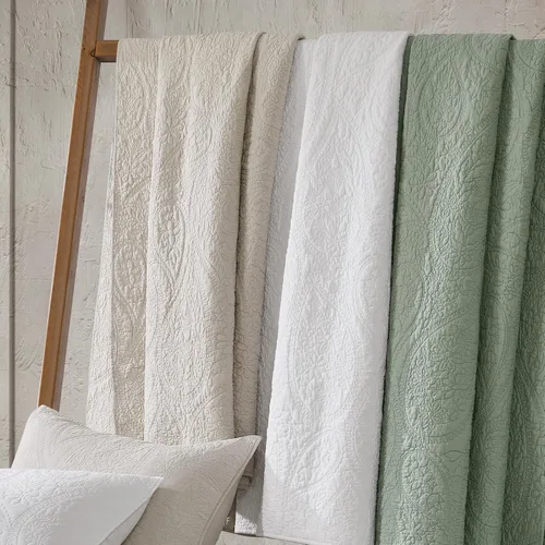 Vista 7 de palassio Juego de ropa de cama de edredón de paisley verde salvia, 100% algodón, tamaño individual, con 1 funda de almohada, bohemio floral ligero