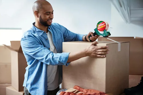 Vista 5 de Duck - Pistola de cinta adhesiva HD transparente de alta resistencia para cajas de embalaje, envío y mudanza - Incluye 1 rollo de recarga HD