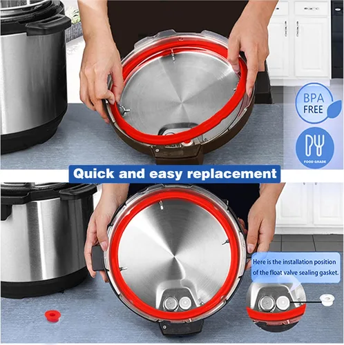 Vista 4 de Paquete de 2 Anillos de Sellado de 3 Qt para Anillos de Sellado de Instant Pot con 2 Tapas de Válvula Flotante para MiNi 3 Qt Insta Pot, Anillo