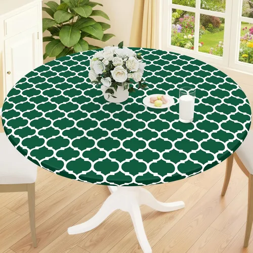 Vista 38 de Smiry Mantel redondo de pícnic, fundas de mesa elásticas impermeables para mesas de 18 a 24 pulgadas, manteles de vinilo con parte trasera