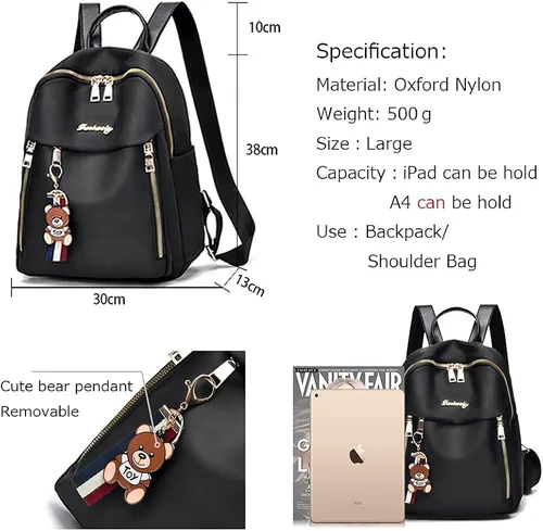 Vista 2 de Mochila para mujer, impermeable, ligera, a la moda, casual, de viaje, para mujer