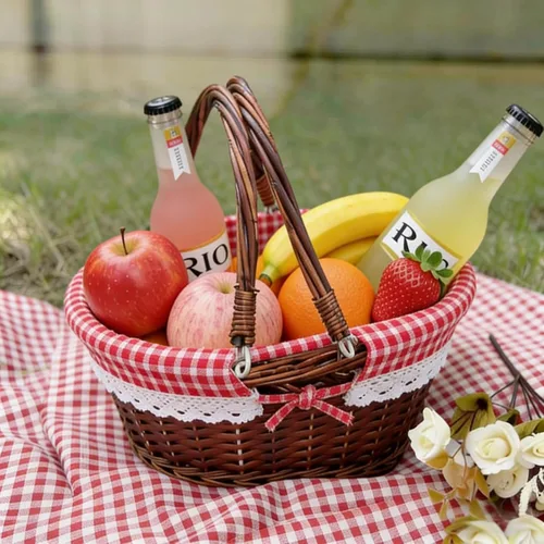 Vista 6 de KINJOEK Cesta tejida de mimbre, cesta multiusos de sauce natural con asa, forro de tela de algodón de lino de primera calidad para almacenamiento