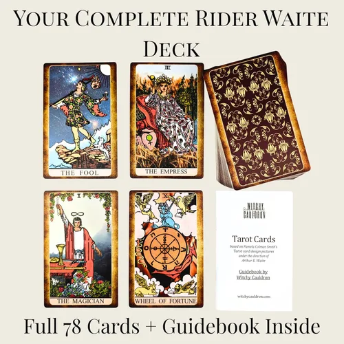 Vista 3 de Witchy Cauldron Cartas de Tarot Grandes –Basadas en el Sistema Clásico Rider Waite– Diseño Clásico Actualizado