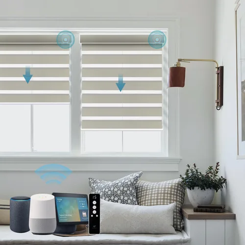 Vista 17 de SmartWings - Persianas motorizadas de cebra con control remoto, persianas de filtrado de luz inteligentes y semitransparentes para ventanas