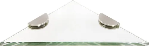Spancraft Glass HRC6TR-BR - Estante de ducha de vidrio triangular con abrazadera media redonda, soporte de níquel cepillado, 6 pulgadas