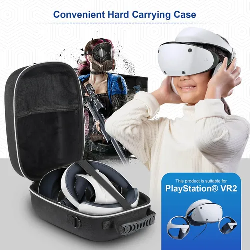 Vista 7 de QYCHHJ Hard Carrying Case for PlayStation VR2 All-in-One VR Gaming Headset and Touch Controllers, Portable Travel Cover Storage Bag with Shoulder