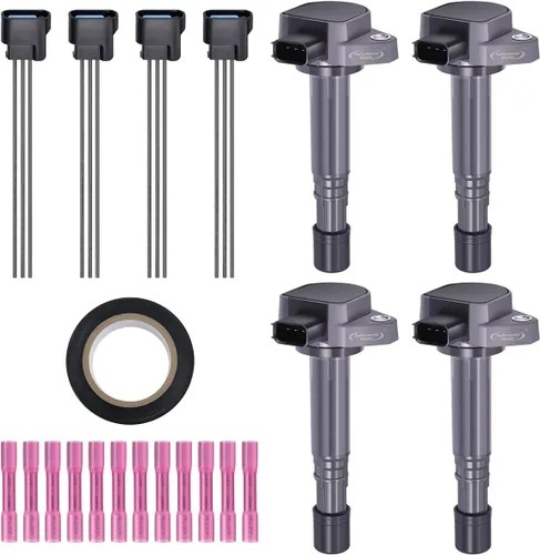 Vista 14 de Juego de 4 bobinas de encendido y conector de coleta, kit de arnés de cableado compatible con Accord Odyssey Acura Saturn 3.0L 3.2L 3.5L V6 C1221