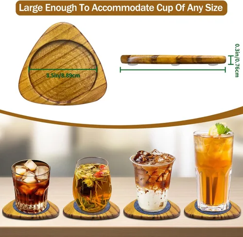 Vista 3 de Mid Century Modern Decor Coasters Set of 5 - Absorbent Coaster, Wooden Felt Coaster for Drinks Midcentury Modern Decoration