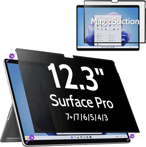 Vista 41 de Peslv MagicSuction™ - Pantalla de privacidad para Surface Go 4/3/2/1 de 10.5 pulgadas, protector negro antiespía extraíble, filtro de luz azul