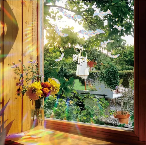 Vista 3 de 45 calcomanías para ventana de murciélago de Halloween que evitan que los pájaros golpeen las ventanas, calcomanías de arco iris, no requiere