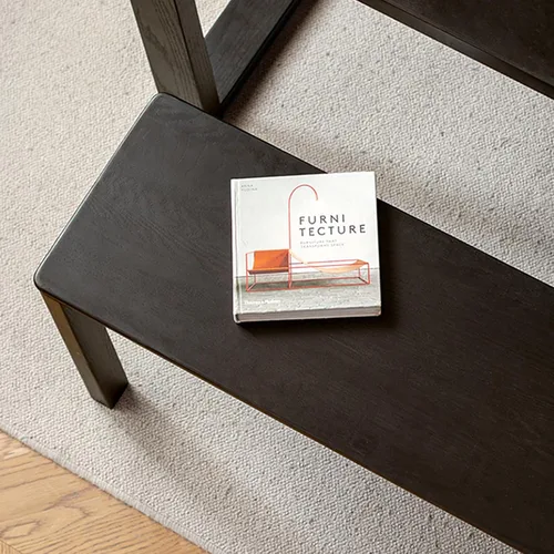 Vista 4 de Banco de comedor 100% madera maciza de 47.2'', banco largo de madera de roble para mesa de comedor, pie de cama, entrada, pasillo, respaldo de sofá