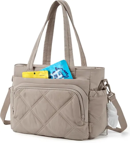 Vista 9 de BAGSMART Bolsa de Almuerzo para Mujer, Bolsa de Almuerzo Grande Aislada con Múltiples Bolsillos, Bolsa de Mano Acolchada y Hinchable