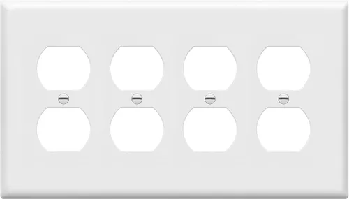 Vista 10 de ENERLITES - Placa de pared con receptáculo cuádruple dúplex, cubierta de salida eléctrica de cuatro bandas, tamaño estándar de 4 bandas de 4.50 x