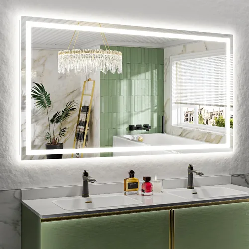Vista 49 de Espejo de baño LED de 20 x 30 pulgadas con luces delanteras y retroiluminadas, espejo de tocador iluminado para pared de baño con 3