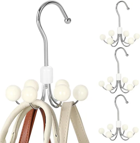 Vista 10 de TOPIA HANGER Percheros para sudaderas con 6 bolas de madera, colgador giratorio de bolso de 360°, colgador de bufandas, ganchos para armario