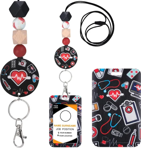 Vista 16 de Cordones para profesores de identificación - Accesorios de llavero con cuentas de silicona boho separables y lindo arcoíris, soporte