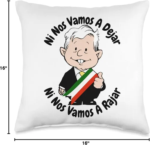 Vista 4 de Amlo Amlito Cartoon Mexican President Peluche AMLO Amlito Dejar Ni Nos Vamos A Rajar Mexico - Almohada de 16 x 16 pulgadas, multicolor