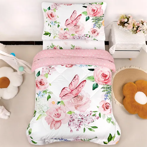 Vista 12 de Juego de ropa de cama para niños pequeños, ropa de cama de 4 piezas para niños pequeños, juego de edredón súper suave para cuna, incluye edredón