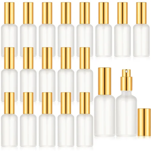 Vista 19 de Roshtia - 30 unidades de botellas de spray de vidrio negro de 1 oz/30 ml, rellenables, para perfume, atomizador, botellas vacías decorativas
