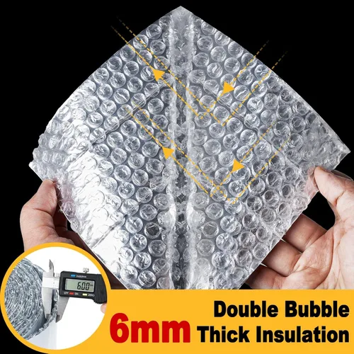 Vista 7 de Cinta aislante reflectante de doble burbuja, envoltura aislante de tubería de CA autoadhesiva para manguera de CA, conducto HVAC, manguera