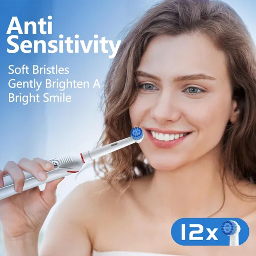 Vista 7 de Cabezales de cepillo de repuesto sensibles a cerdas suaves para cepillo de dientes eléctrico Braun, cepillado suave y cómodo para encías sensibles