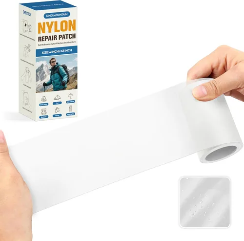 Vista 20 de KING MOUNTAIN Cinta de reparación de tela de nailon autoadhesiva, 4×63 pulgadas, parche rápido de reparación de chaqueta de plumón, kit de parche