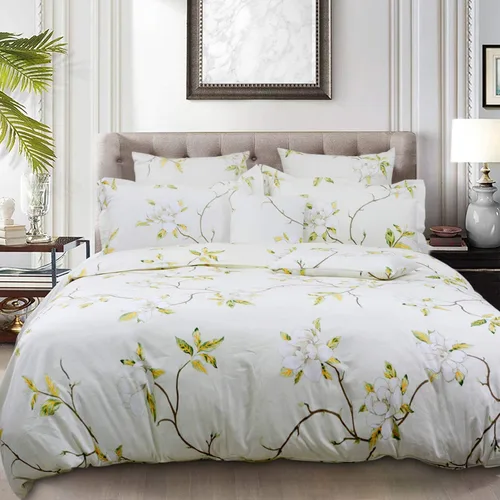 Vista 24 de FADFAY Juego de funda de edredón Twin, elegante ropa de cama floral shabby beige con estampado de pájaros y flores, juego de funda de edredón
