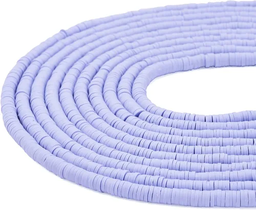 Vista 30 de FASHEWELRY 10 hebras planas redondas de arcilla polimérica de 0.236 pulgadas (0.236 in) hechas a mano, cuentas espaciadoras de disco, cuentas