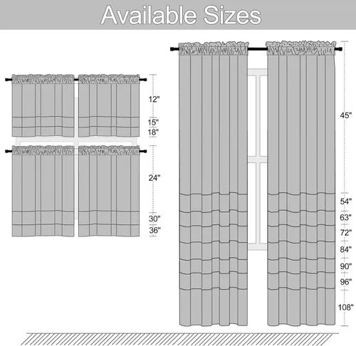 Vista 7 de DONREN Cenefas opacas de ventana de 12 pulgadas de largo para loft, cenefas de cocina aguamarina con bolsillo para barra