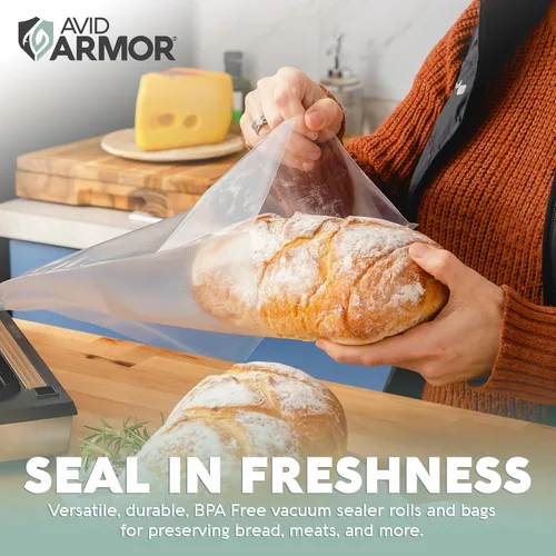 Vista 4 de Bolsas y rollos de sellado al vacío Avid Armor – De alta resistencia, sin BPA, precortadas y de tamaño personalizado para almacenamiento