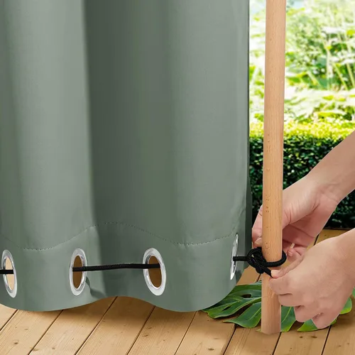 Vista 90 de NICETOWN - Cortinas opacas, impermeables, ojales resistentes al viento, pestaña trasera en la parte superior e inferior, bloqueo solar y cuerda