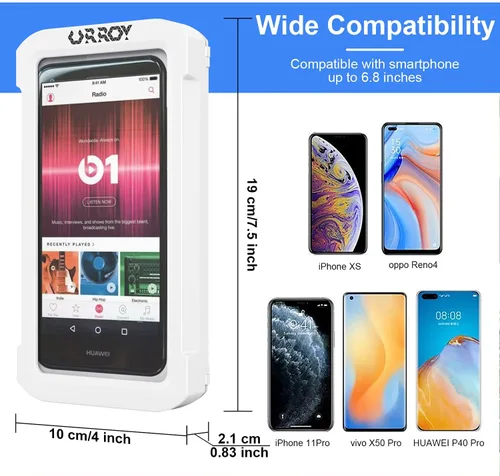 Vista 4 de URROY Soporte para Teléfono de Ducha Impermeable, Estuche para Teléfono de Ducha de Rotación 360°, Soporte Universal de Montaje en Pared de Alta