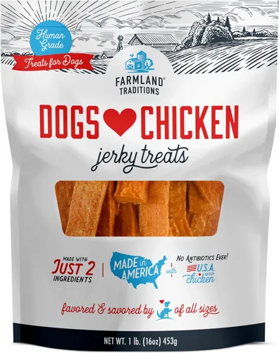 Vista 18 de Farmland Traditions Dogs Love Chicken Jerky - Golosinas para perros con solo 3 ingredientes y sin rellenos, bolsa de 1 libra (paquete de 2)