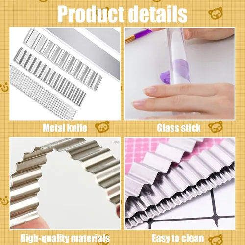 Vista 3 de Juego de herramientas de arcilla polimérica, 1 rodillo de arcilla acrílica, 1 tabla de prensa de hojas acrílicas, 5 cortadores de arcilla polimérica