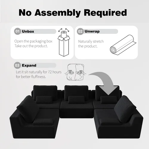 Vista 9 de Oversized Modular Sectional Sofa Set, Convertible Compressed Floor Couch, Spacious Foam-Filled L Shaped Couch for Living Room, Free Combination