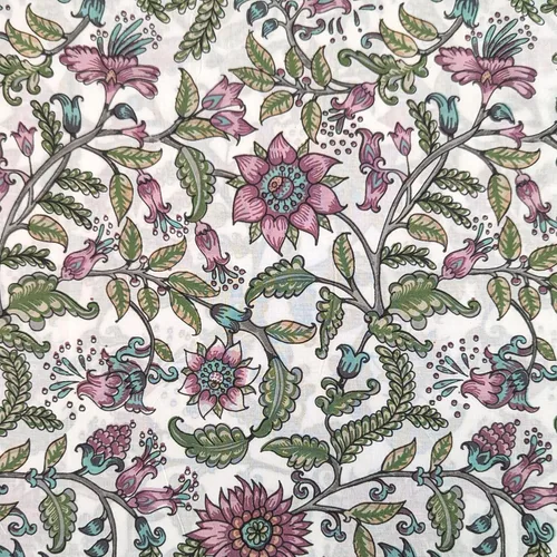 Vista 6 de AVKA Studio Tela Estampada a Mano por Yarda - PRECORTADA 3 Yardas 42 Pulgadas de Ancho - Material 100% Algodón - Patrón Floral Rosa - Tela India