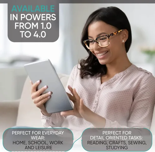 Vista 4 de Yogo Vision Gafas de lectura para mujer, de gran tamaño, ajuste estándar, estilo cuadrado, +3.25