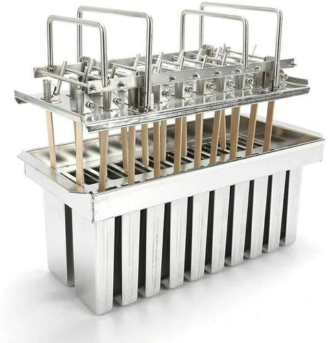Vista 5 de Moldes de acero inoxidable para bricolaje, moldes para paletas de hielo, soporte para palitos de helado (20 unidades de cabeza plana)