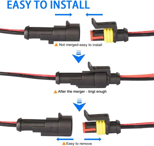 Vista 3 de 5Kit de 2 pines vías 18 AWG conector impermeable para automóvil, conector de terminal serie de 0.059 in, paquete de 5 (5 kit de 2 pines)