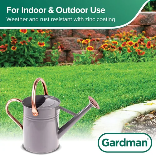 Vista 6 de Gardman Regadera clásica brillante de 1 galón R34884 con detalles de cobre, gris frío
