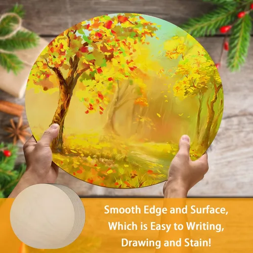 Vista 3 de 2 círculos redondos de madera de 24 pulgadas para manualidades, discos de madera redondos en blanco, discos de madera, grandes círculos de madera