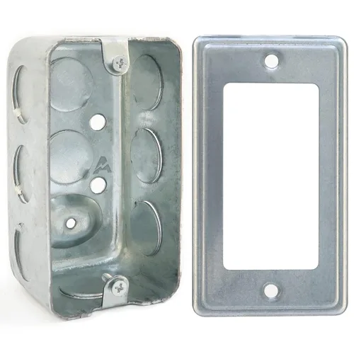 Vista 11 de (Paquete de caja y cubierta) Caja eléctrica utilitaria de 4x2 pulgadas, caja de tomacorriente, cubierta para interruptor de palanca, construcción