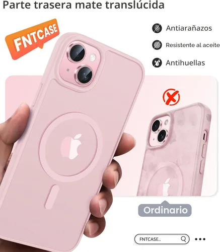 Vista 6 de FNTCASE - Funda para iPhone 15, iPhone 14 y iPhone 13, magnética, translúcida, fina y antigolpes, protección de grado militar, resistente a caídas