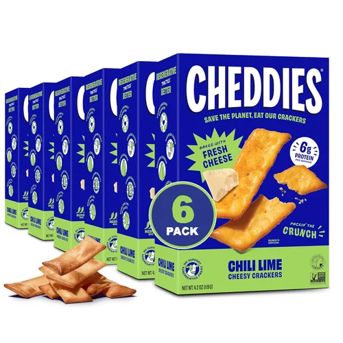 Vista 13 de Cheddies, Galletas de queso cheddar 100% naturales con proteína, queso cheddar, 4.2 onzas, 6g de proteína, bajas en carbohidratos