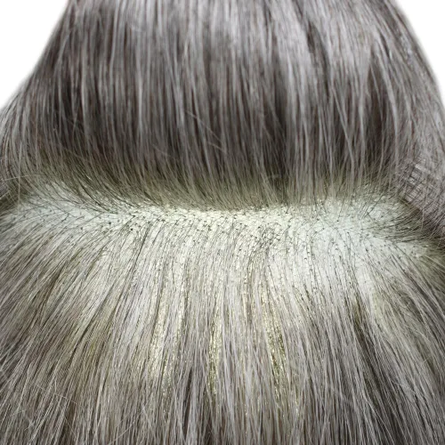 Vista 533 de Toupee - Sistemas de reemplazo de cabello para hombre, encaje frontal suizo, nudo blanqueado, pieza de cabello humano natural