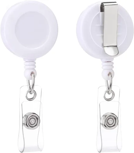 Vista 8 de QREEL Carrete de insignia, soporte retráctil con clip para cinturón para tarjeta de identificación (negro, 2 unidades)