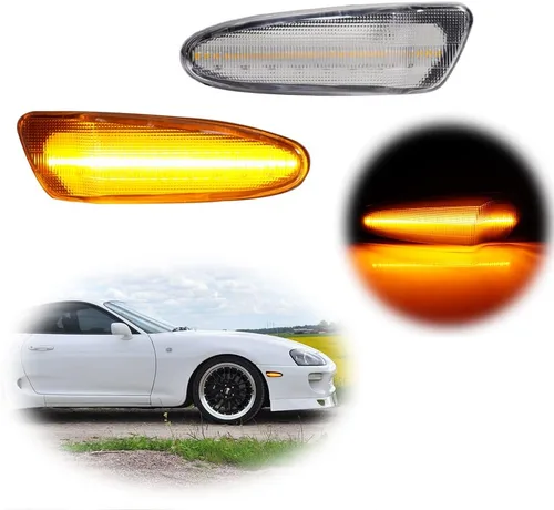 Lámpara LED ámbar de lente transparente compatible con Toyota SUPRA MK.4 1997 1998 y Toyota Celica 2000-2005 Luz de marcador lateral de guardabarros